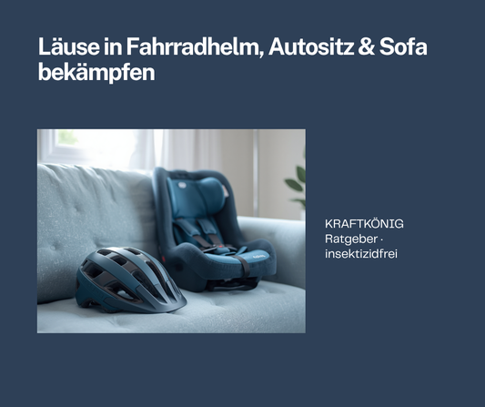 Läuse in Fahrradhelm, Autositz und Sofa bekämpfen – Fahrradhelm und Kindersitz auf dem Sofa
