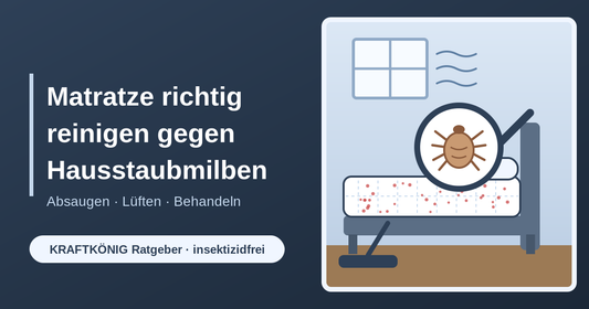 Matratze gegen Hausstaubmilben reinigen – KRAFTKÖNIG Ratgeber